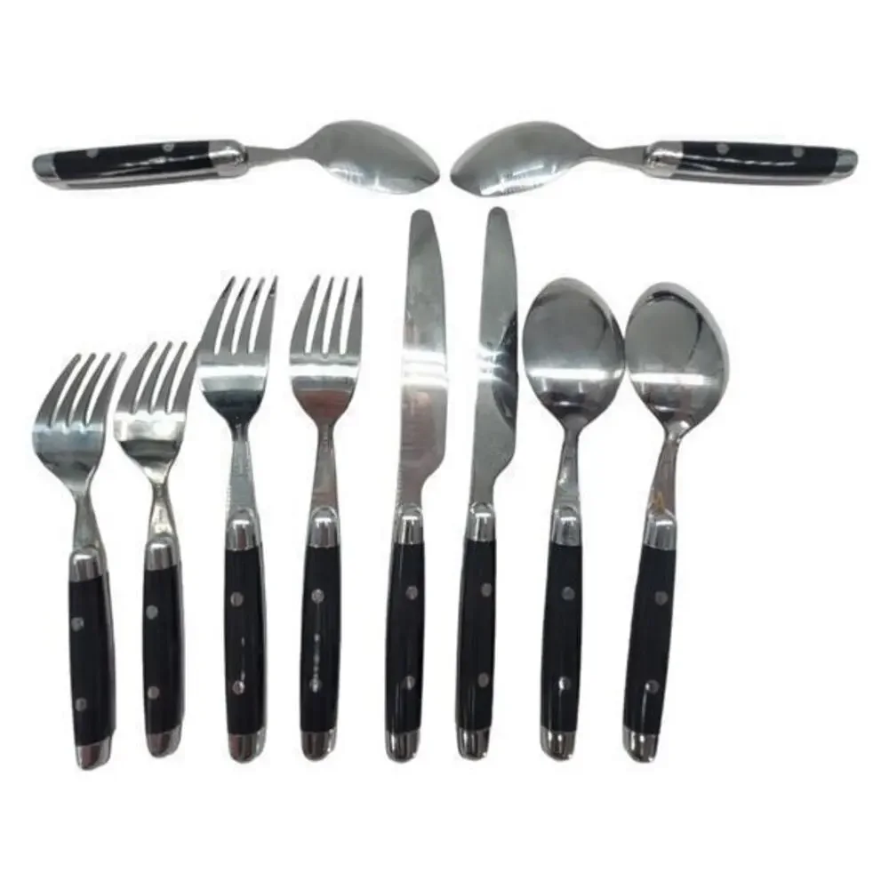 Cambridge Silversmiths Jubilee Black Handle Flatware Set Service for‎ 2 2-2